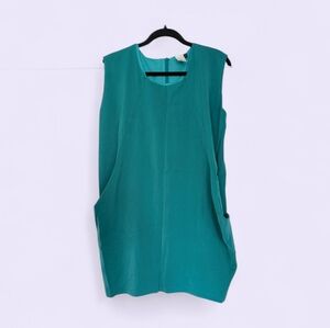 Teal Sleeveless Dress With Pockets